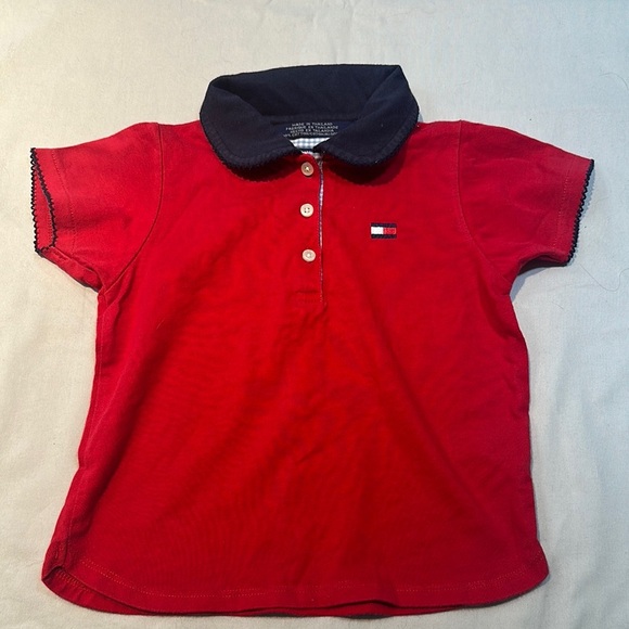 Tommy Hilfiger Red and Black Polo Shirt Classic Style - Picture 1 of 4